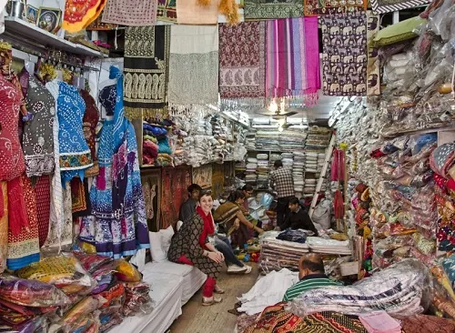 Bapu Bazar famous cotton fabric market in Udaipur 