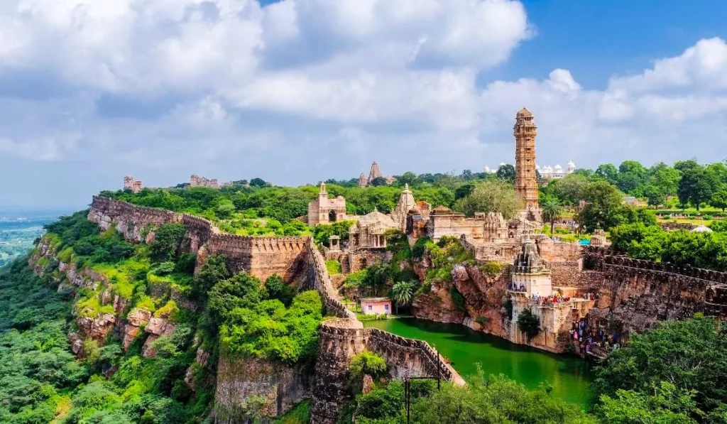 Monsoon season lush green view of Chittorgarh Fort