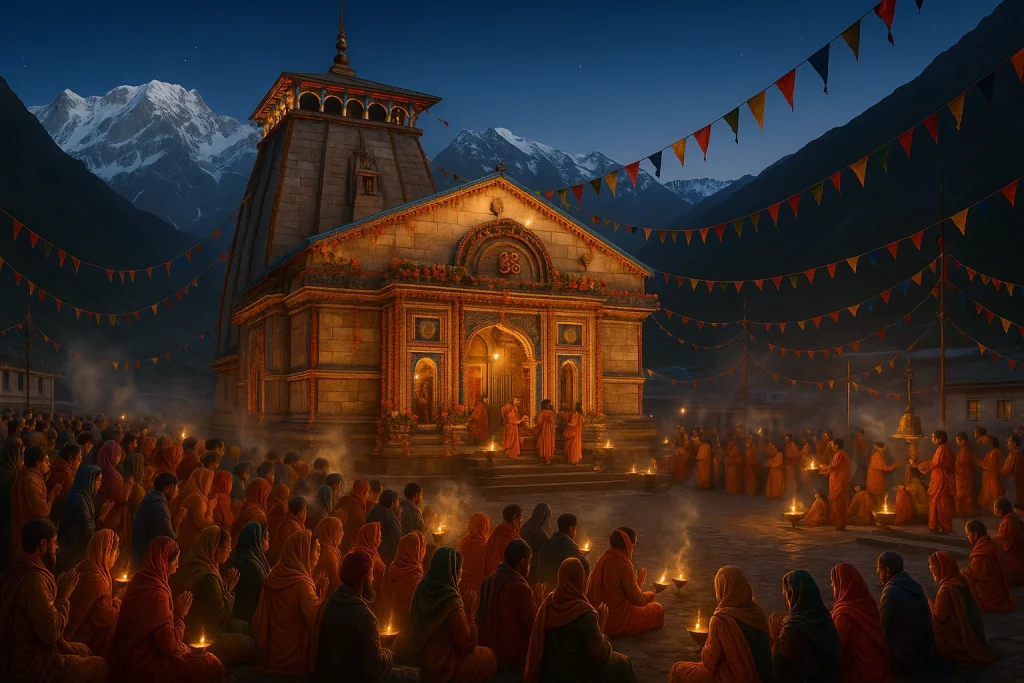 Kedarnath temple in night