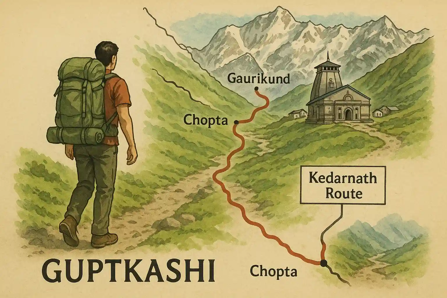 guptakashi to kedarnath distance