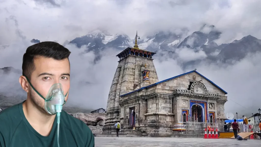 An image of a person with oxygen mask at kedarnath