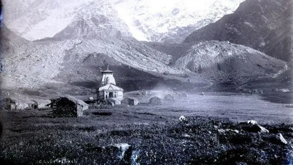 An old photograph of Kedarnath Temple